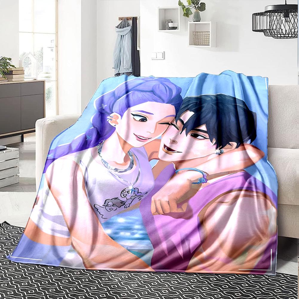 1pc KPop Demon Hunters19 Blanket, Gift, for Men and Women, Soft Blanket, Good for Sofa Bed Couch Travel, Lightweight Flannel Blanket
