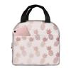Gold Pineapple Pattern Insulated Lunch Bag for Women Kids Portable Food Boxes Thermal Lunch Box Tote