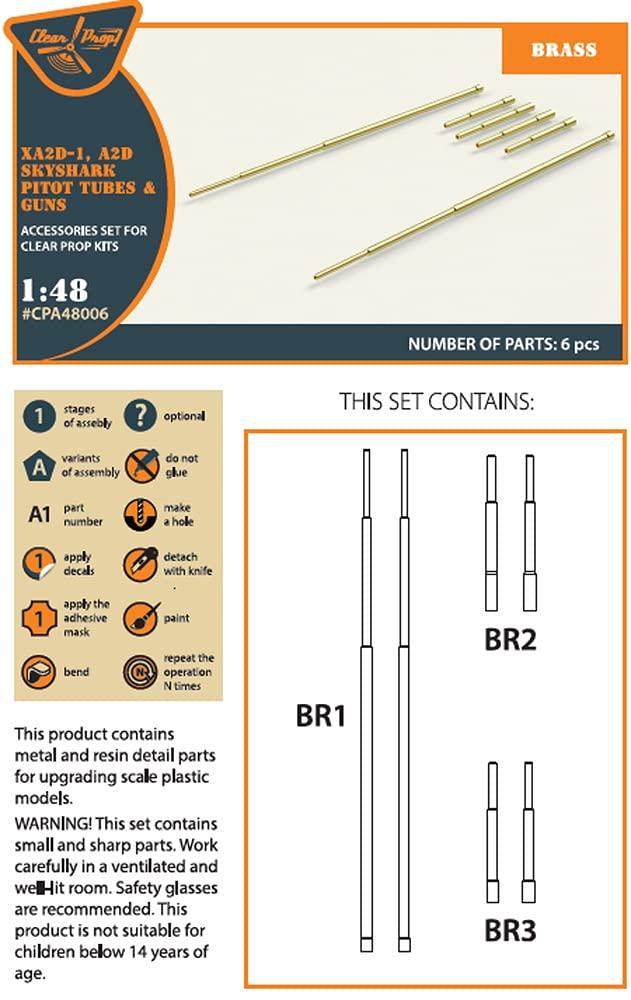 Clear Prop US Navy Skyshark Brass Gun Barrel and Pitot Tube for Clear Prop Plastic Model Kits CPUA48006 1/48 XA2D-1