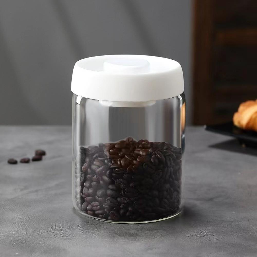 Press Type Coffee Bean Storage Jar Manual Glass Coffee Jar Vacuum Sealed Jar Home Use