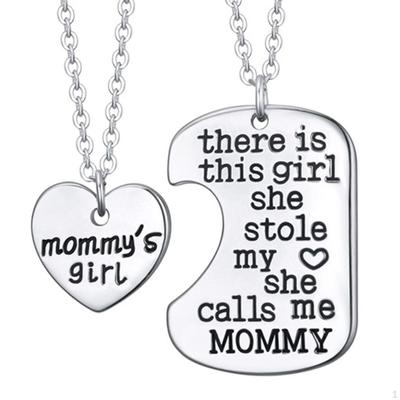Father Daughter Necklace Set Daddy Girl Heart, Pendant Necklace, Fashion and Gift