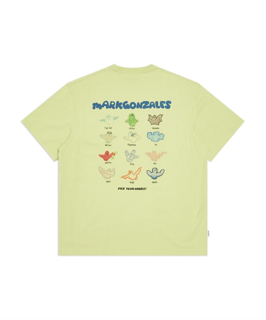 Mark Gonzales Angel Characters Short Sleeve T-Shirt - Light Lime