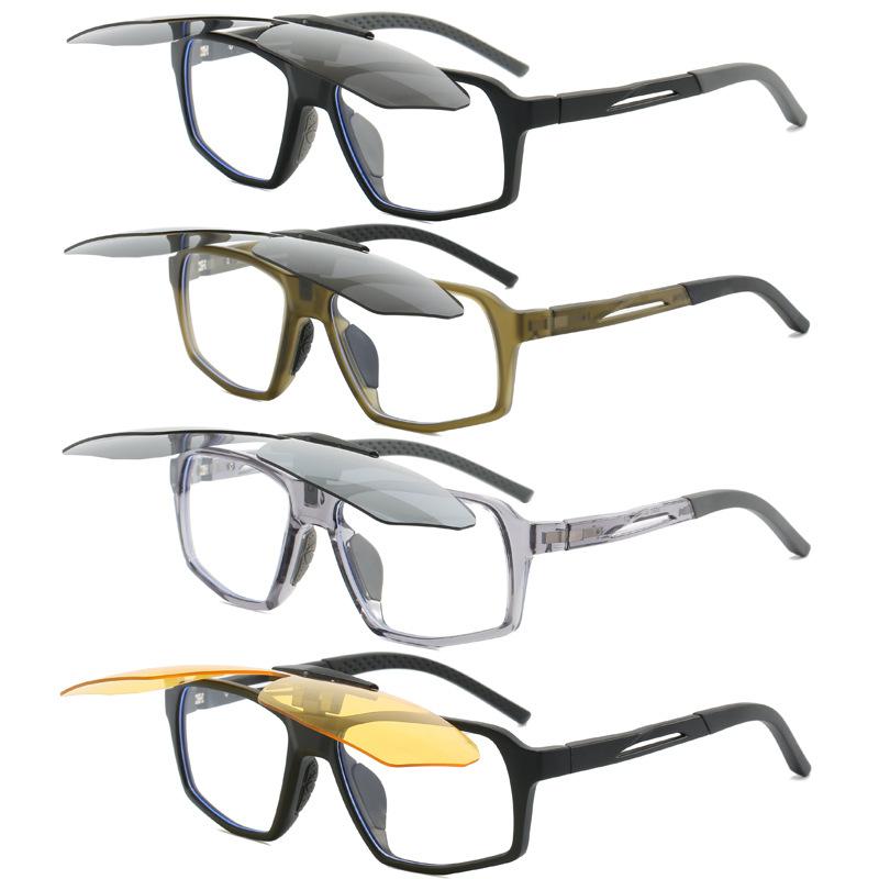 Moda Kolarstwo Sporty Męskie Okulary Flip-up Projekt Polaryzowane Anty-UV Optyczne Korekcyjne TR90 Oprawki Okularów Damskie 144mm