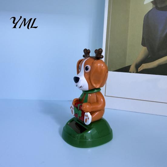 Geschenk für Fahrer und Autoenthusiasten Solarbetriebenes tanzendes Ornament, Kreative Armaturenbrett-Weihnachts-Cartoon-Figur Niedliche Elch-Figuren Auto-Innenraum