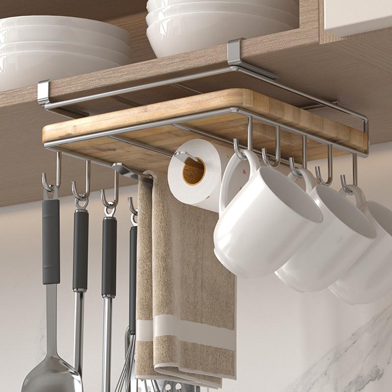 Support de rangement pour planche à découper sous armoire, planche à découper suspendue pour couvercle de casserole, support de rangement pour ustensiles de cuisine en acier inoxydable
