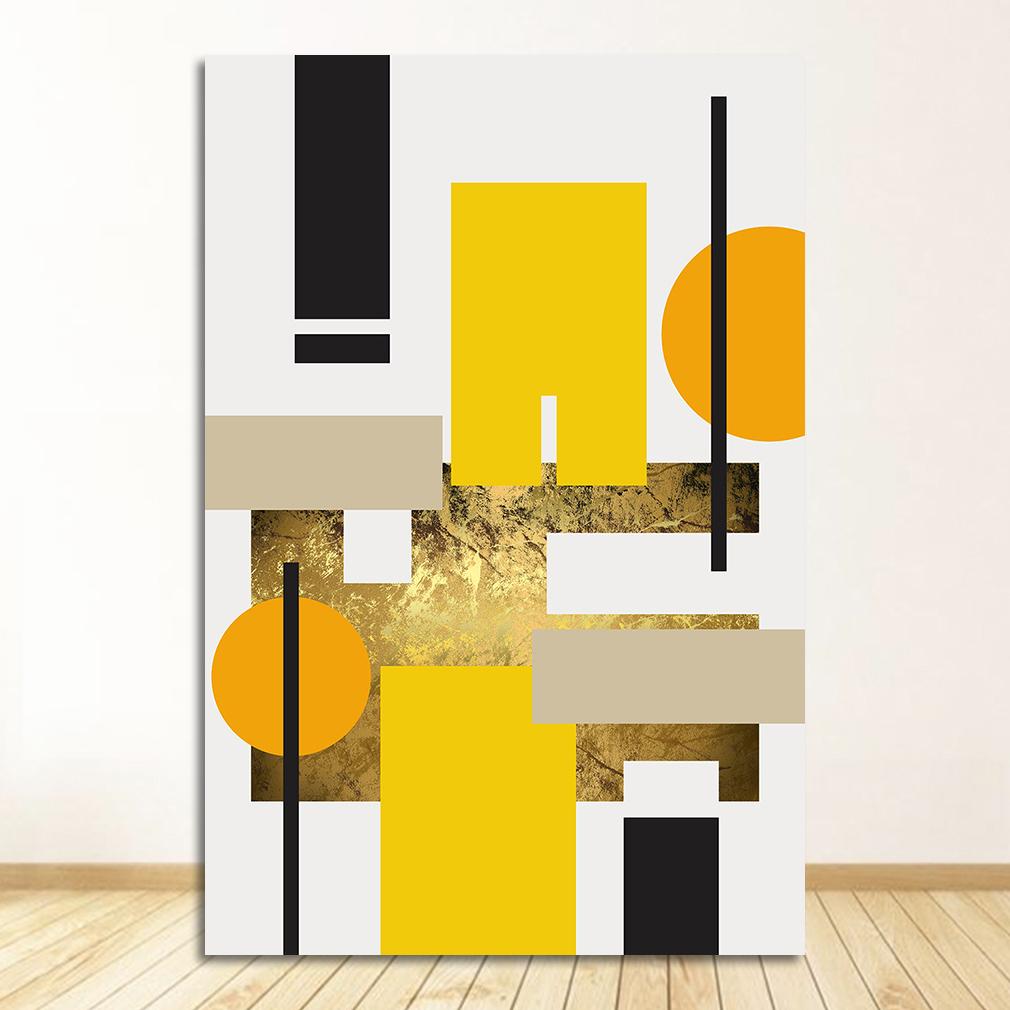 

Геометрические желтые абстрактные настенные художественные картины для гостиной, декоративный постер, современное скандинавское украшение, домашняя картина на холсте 60x90cm No Frame