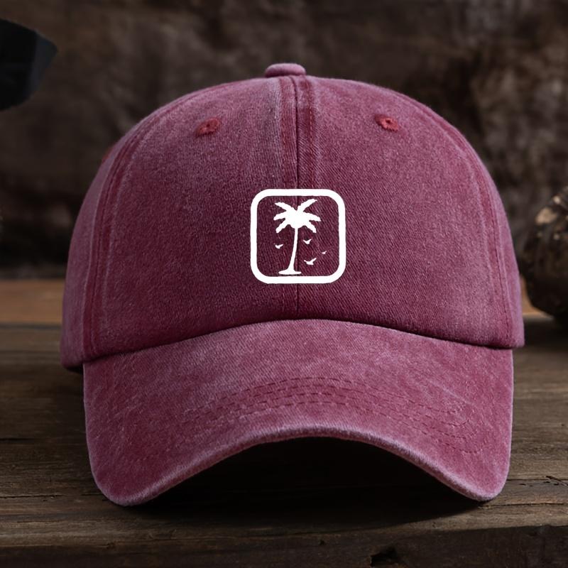 A Fun Square Frame Coconut Tree Print Baseball Hat Unisex Outdoor Fashion Versatile Duck Hat Trend