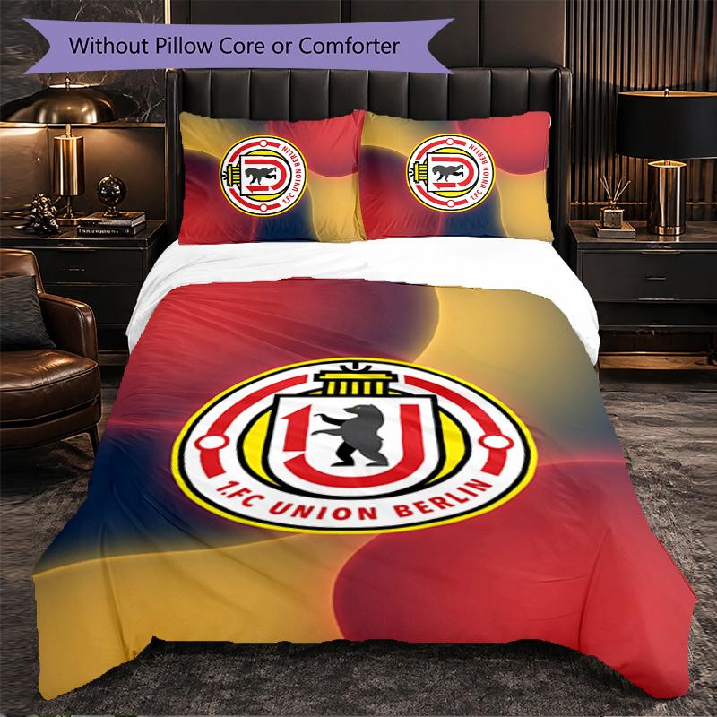 Union Berlin FC Themen Bettwäsche 3-teiliges Bettbezug-Set Dekorative Bettwäsche für Teenagerzimmer Heimdekoration