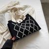 Candy Color Knitted Mobile Phe Tote Bag Rhombic Design Woven Small Shopper Handbag Shoulder Bag For Women