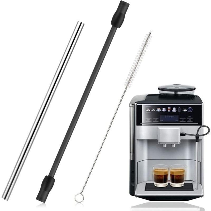 Coffee Machine Milk Hose Set Silicone Tube and Dishwasher Safe Milk Tube Stainless Steel Tube with Cleaning Brush