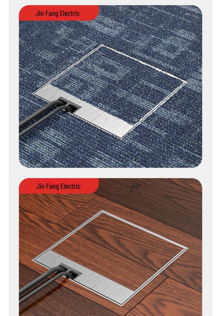 Stainless Steel Marble Style USB-C Floor Socket Box with Flip-top, Euro/German Standard