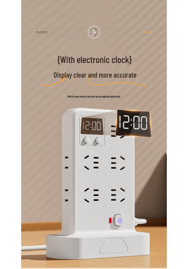 Multi-functional Vertical USB Power Strip with Night Light