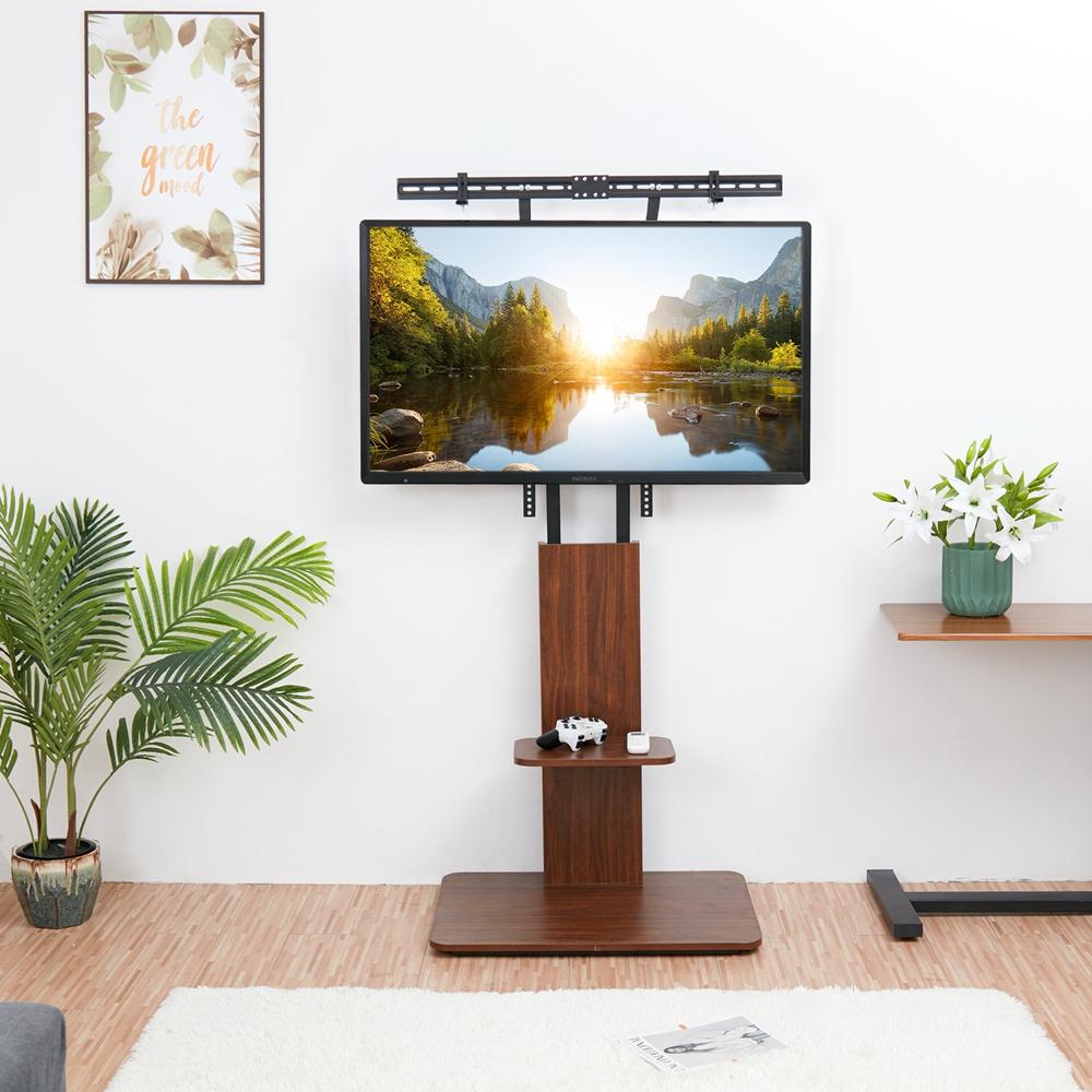 UNHO Floor TV Stand Wood, Universal TV Mount for 32-65 Inch LCD LED TVs Height Adjustable and Cable Management Max VESA 600x400