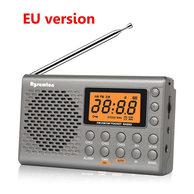 

Портативное радио-будильник с экраном с подсветкой, предустановленными каналами FM AM SW, поддержка 9K/10K, отображение времени, таймер выключения серый