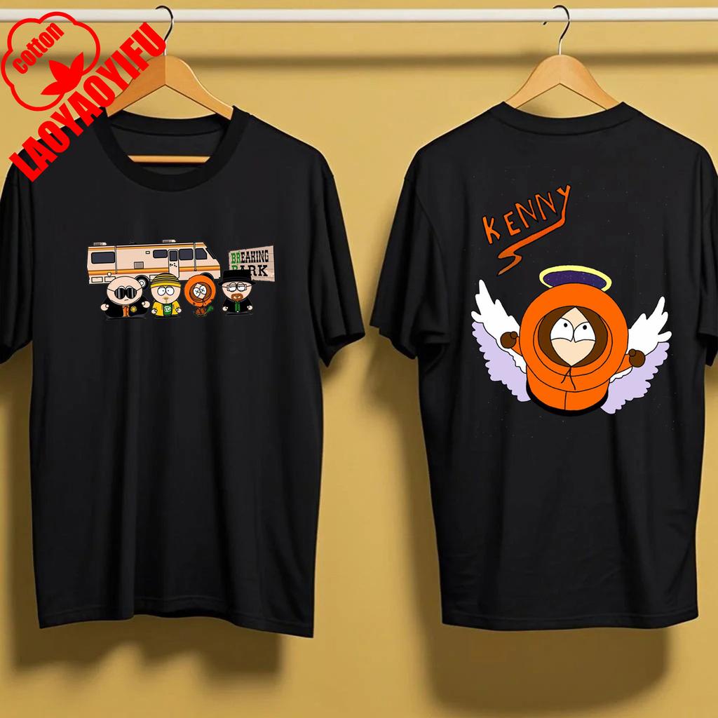 Summer Kenny McCormick South Park Double Sided Tshirt Funny Cartoon Anime Peripheral Print Crew Neck Short Sleeve Cotton TShirt