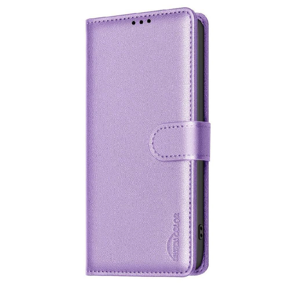 (Purple) Flip Case for Motorola Moto G35 5g Wallet Magnetic Rfid Blocking Card Holder Kickstand Pu Leather