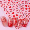3Pcs Bronzing Love Heart Nail Stickers Red Gold Silver Line Love Nail Decals Diy Adhesive Slider Valentine'S Manicure Decoration