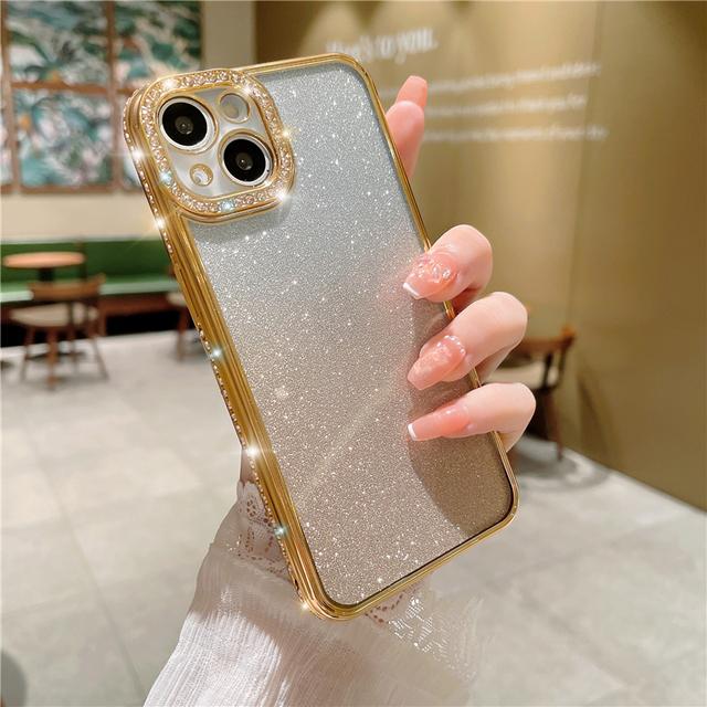 Glitter Diamond Plating Phone Case For Iphone 13 11 12 14 Pro Max Plus X Xr Xs 14 Soft Silicone Lens Protection Shockproof Cover