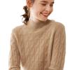 Women's Petite Cashmere Knit Sweater - Mid-High Neck, Thick, Loose Fit, Autumn/Winter 2024