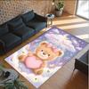 Teddy Bear Theme Crystal Velvet Rug Personalized Custom Name Text Soft Floor Mat Home Decor