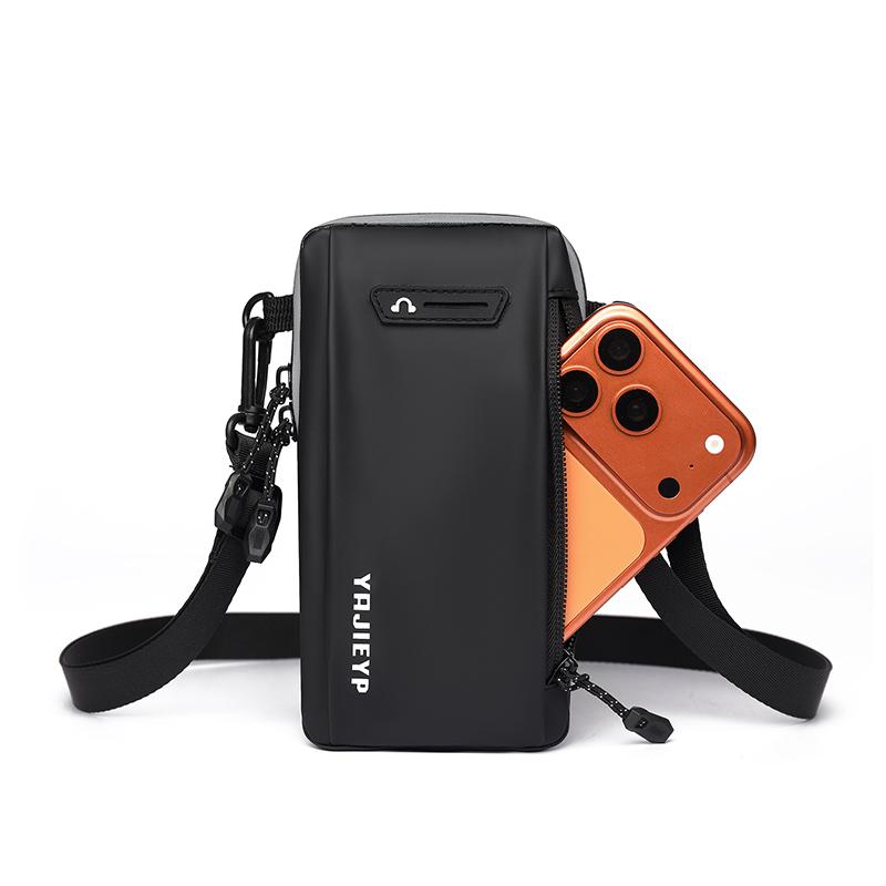 Men's Multi-Layer Nylon Sport Bag – Convertible Crossbody with Phone Pocket for Outdoor Travel & Daily Use