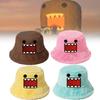 Kun Plush Domo Bucket Hat Cartoon Anime Warm Fluffy Flat Roof Cap For Men Women