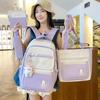 Canvas Casual Backpack Five Piece Set For Students With Rabbit Letter Pattern For School Use