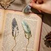 4Pcs Chinese Style Metal Feather Bookmark Creative Decorative Bookmark  Reading Accessory