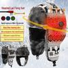 USB Rechargeable Thick Fleece Lei Feng Cycling Hat with Ear Protection - Warm Plush Cotton Christmas Hunting Hat