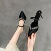 New Spring Slippers Women's Pointy Shallow-cut Sequin Slip-on Anti-slip and Wear-resistant Stiletto Sandals