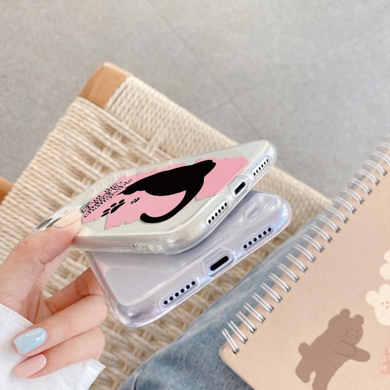 Cute Cat Cartoon Soft Transparent Silicon Case For Samsung A55 A35 M35 M34 S24 Xiaomi Redmi Note 13 Pro 13C Poco M6 Camera Shockproof Protective Cover