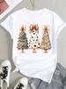 (Asian Size) Style Cute Tee Top Print Christmas New Year Clothing T Shirt Women Fashion Festival  Female Woman Short Sleeve Graphic T-shirts
