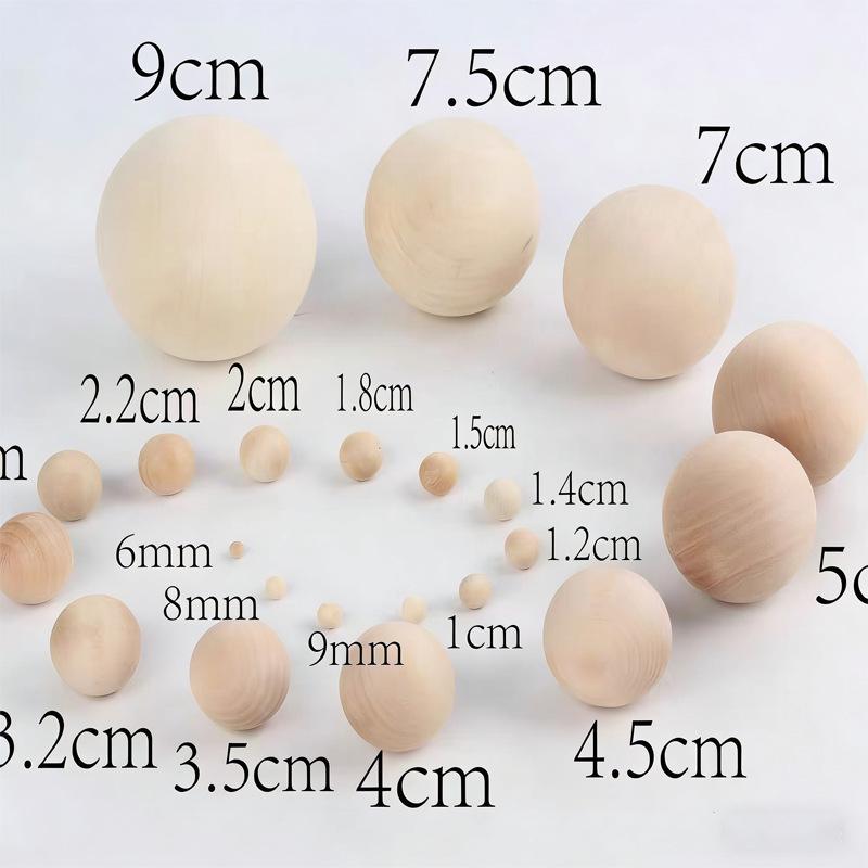 Large Natural Solid Wood Handmade Round Beads for DIY, Paintable