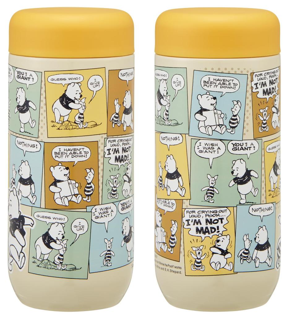 Skater Water Lid with Stainless Disney Winnie the Pooh Comic Bottle, 330ml, One-Touch Gasket, Steel, Insulated, Design, SMGD4-A