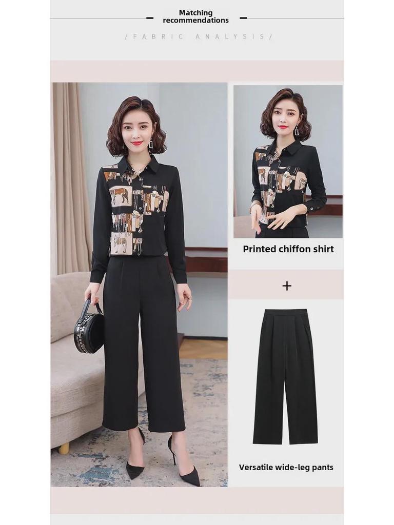 Sonbahar ve İlkbahar için Kadın Retro Çiçekli Şifon Uzun Kollu Gömlek