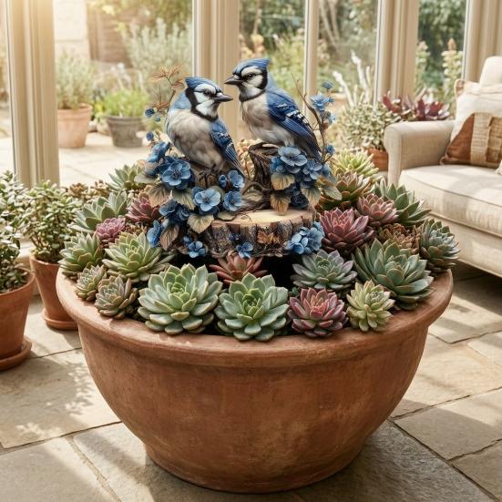 Garden Stake Blue Bird with High-Definition Printing Weather-Resistant Acrylic Garden
