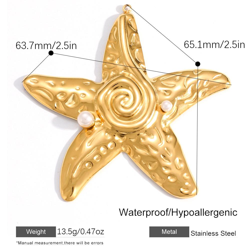 Sommer Meeresstil Bunter Muschel Seestern Anhänger 18K Vergoldeter Edelstahl Geschenk Schmuck