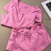[High-quality Imitation Cotton] Girly Striped Suspenders Pajamas Women's Summer Pure Cotton 1011 New Loungewear Home