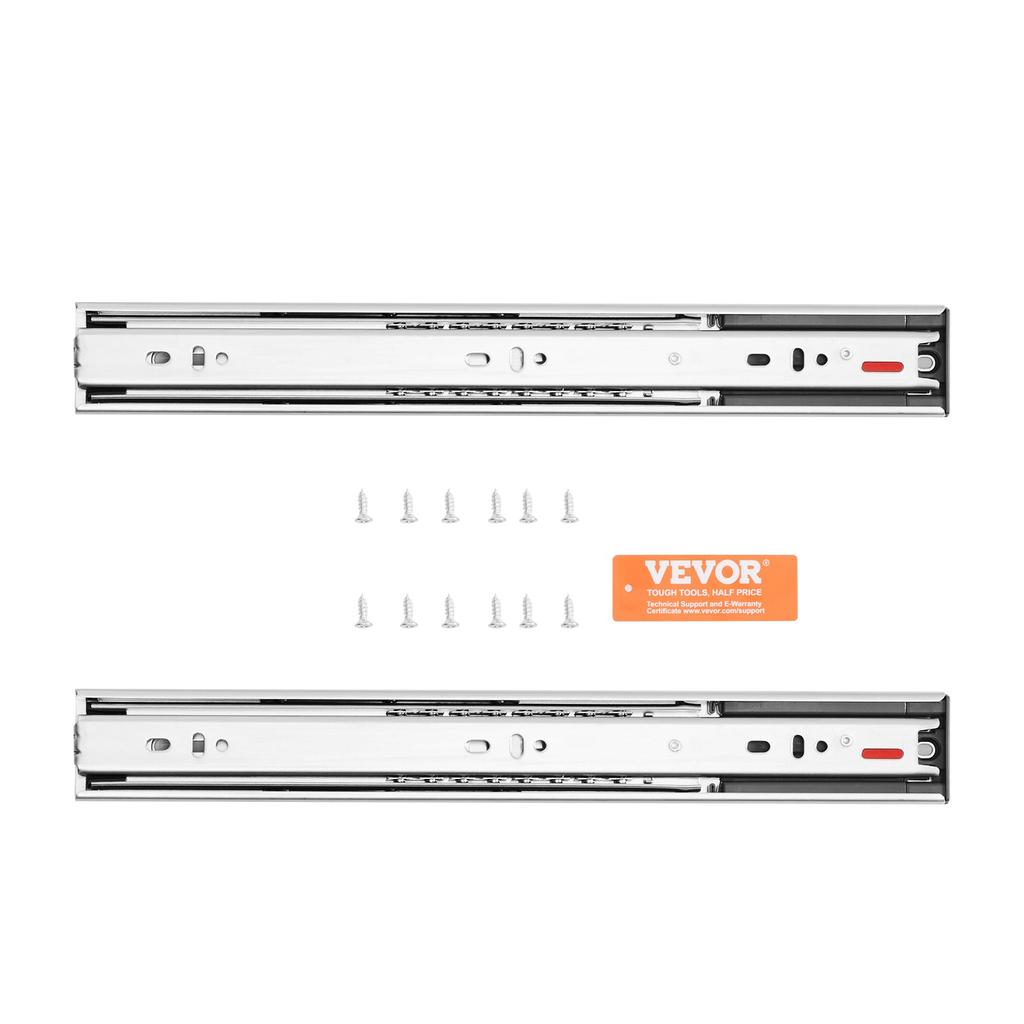 VEVOR 6 Pairs of 355.6mm Drawer Slides Side Mount Rails, Heavy Duty Full Extension Steel Track