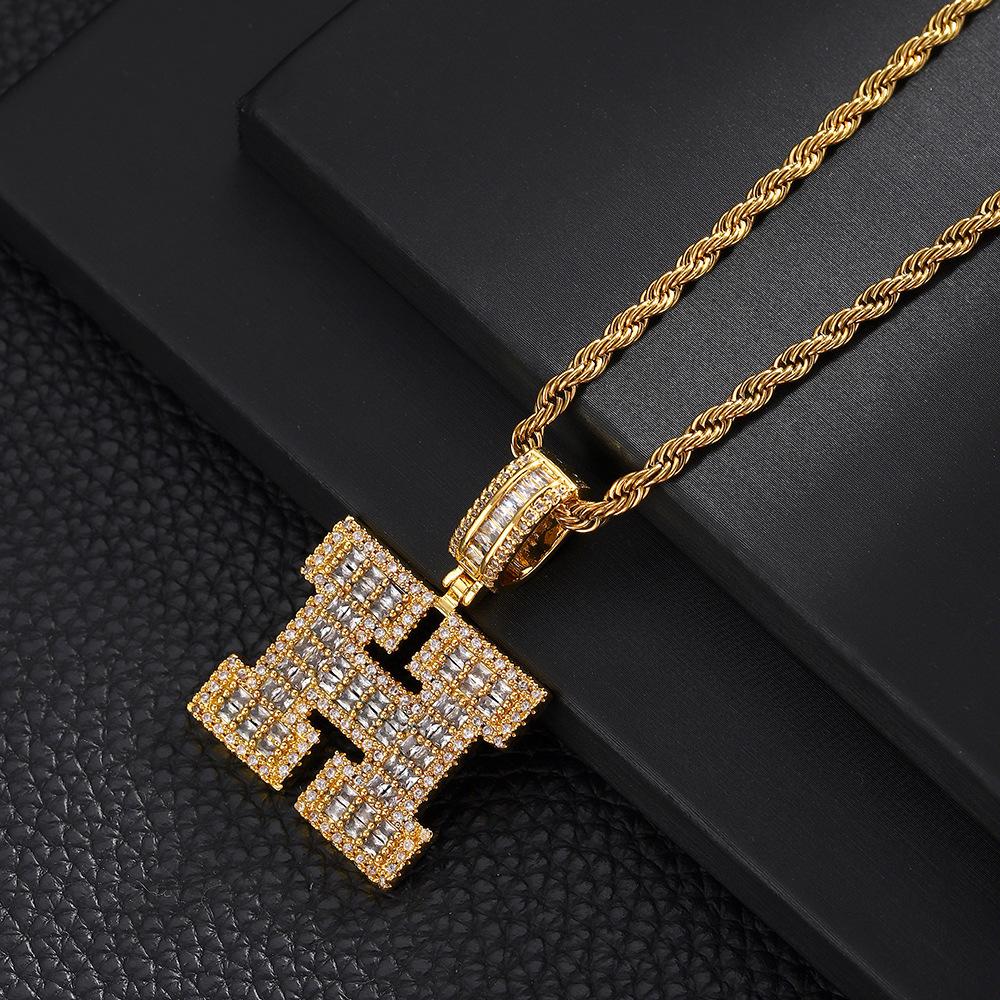 26 English Letters Pendant Necklace Copper Inlaid Zircon Versatile Jewelry Necklace