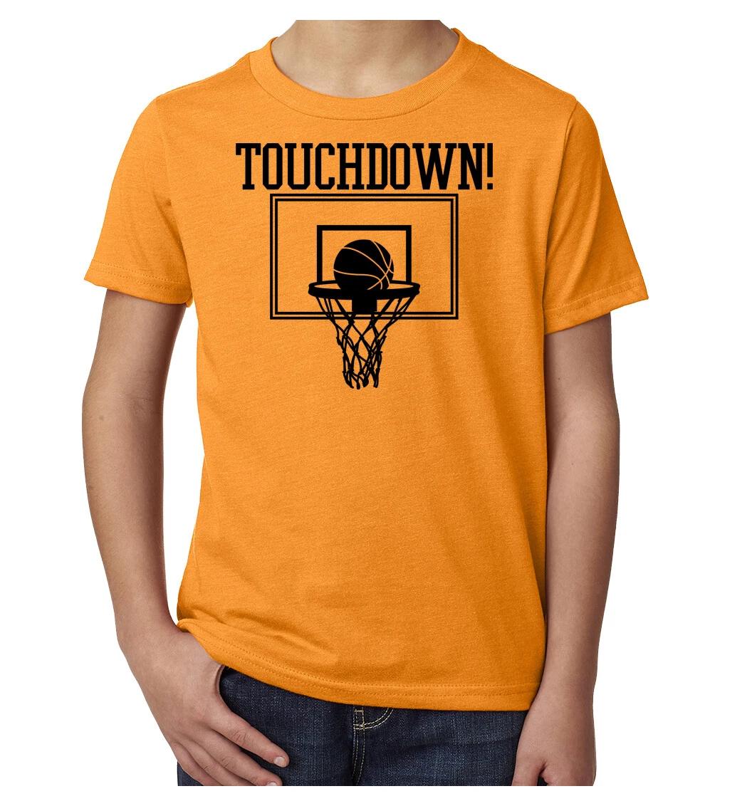 Touchdown Basketball Tee, Kids Funny Graphic kids boys T-Shirts, Basketball Shirts 130