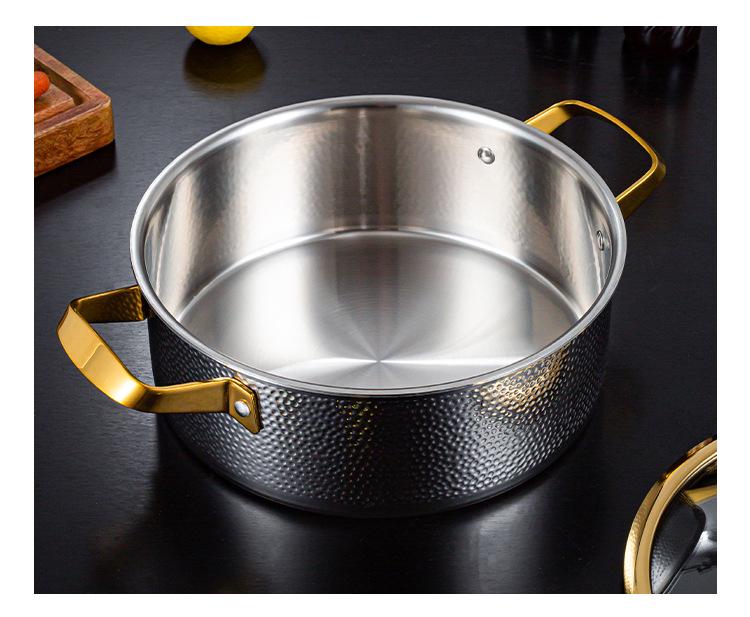 304 Edelstahl Doppelgriff Gehämmert Trennwand Hot Pot für Induktions- & Gasherde.