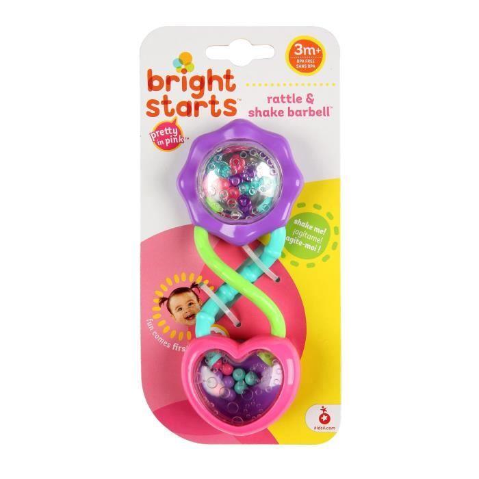 BRIGHT STARTS Hochet Rattle &amp; Shake Barbell Rose