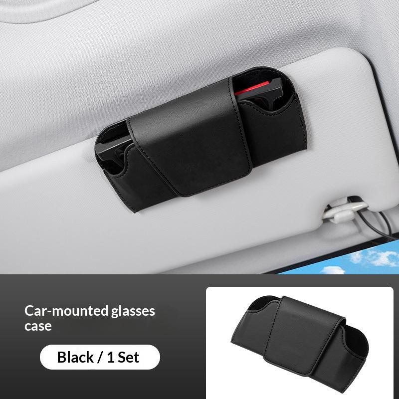 Car Sun Visor Sunglasses Clip Car Glasses Holder Storage Box Auto Interior Ticket Card Organizer Eyeglasses Case
