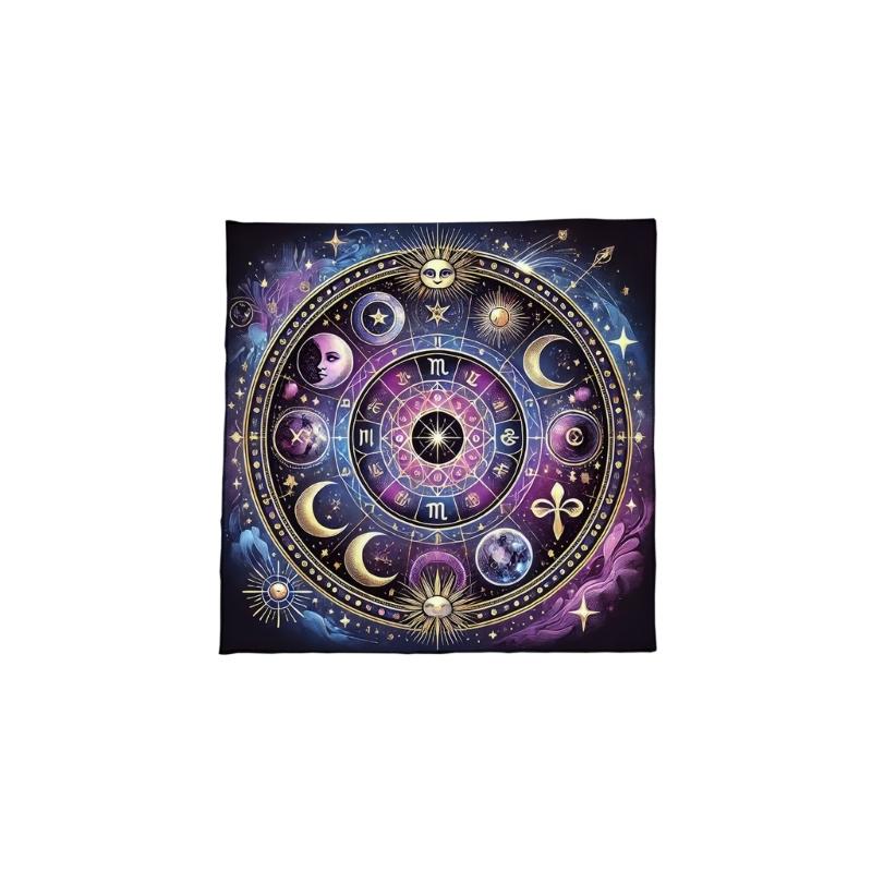 

Sun Moon Pattern Astrology Tablecloth Tarots Divinations Tablecloth Altars Cloth Divinations Board Game Accessory 50x50cm