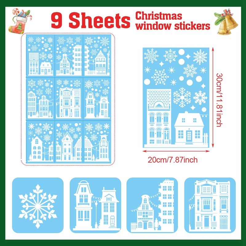 

9pcs Christmas Window Stickers Christmas Party Decoration 2025 Xmas Santa Claus Window Stickers Navidad Natal New Year Gift 2026
