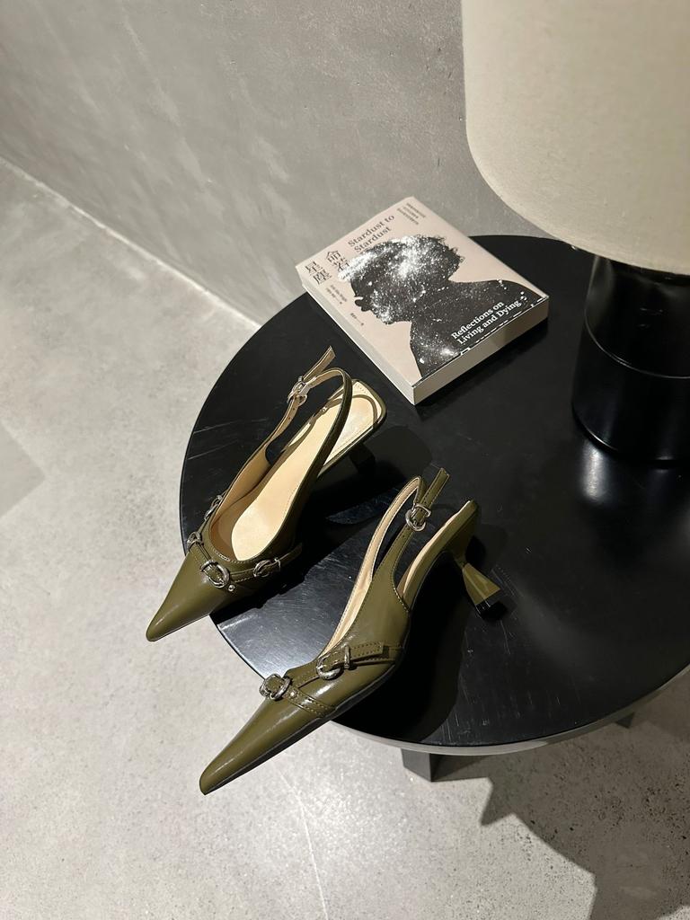 Buckled Heels Sandals Women Pointed Toe Shoes Thin Heels Shoes Mules Sexy Heels For Dress