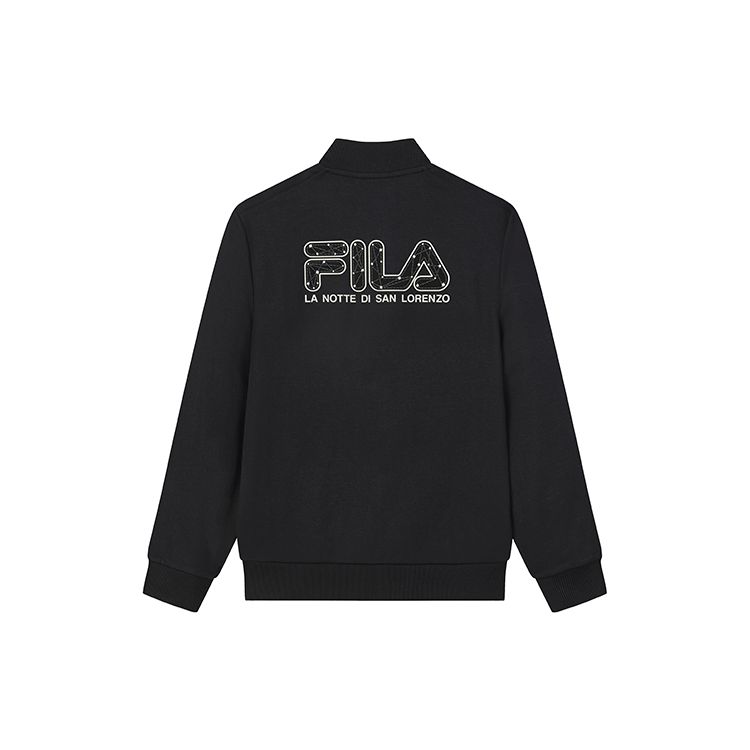 

FILA Logo Print Knitted Sports Stand Collar Jacket Men Jacket Black F11M038517GBK M