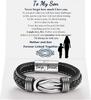 Bracelet en Cuir Nœud Infini pour Homme Anniversaire Noël Anniversaire Hommes Liés Ensemble pour Toujours Bracelet Manchette Tressé pour Fils