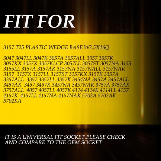 2PCS 3457 3157 4157 Brake Turn Signal Light Wiring Harness Plastic Wedge Base